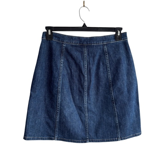 J. Crew Womens Denim Mini Skirt Button Front A-Line Jean Sz 30 Comfort Stretch - Picture 3 of 13